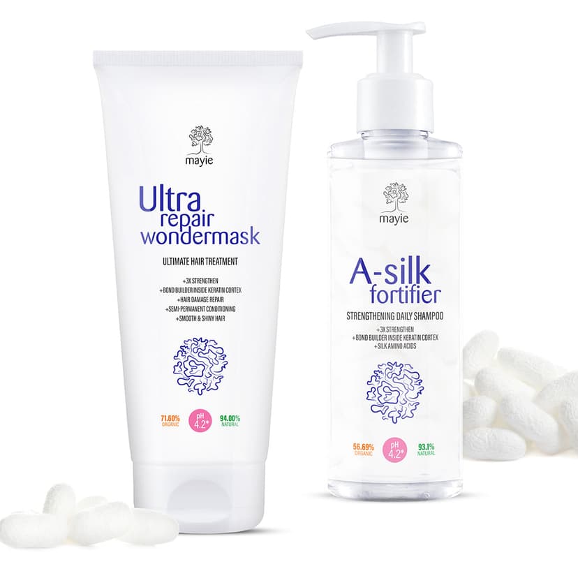 Mayie - Hair Repair Kit cu șampon profesional de întărire A-silk Fortifier și cu tratament profesional de întărire Ultra Repair Wondermask